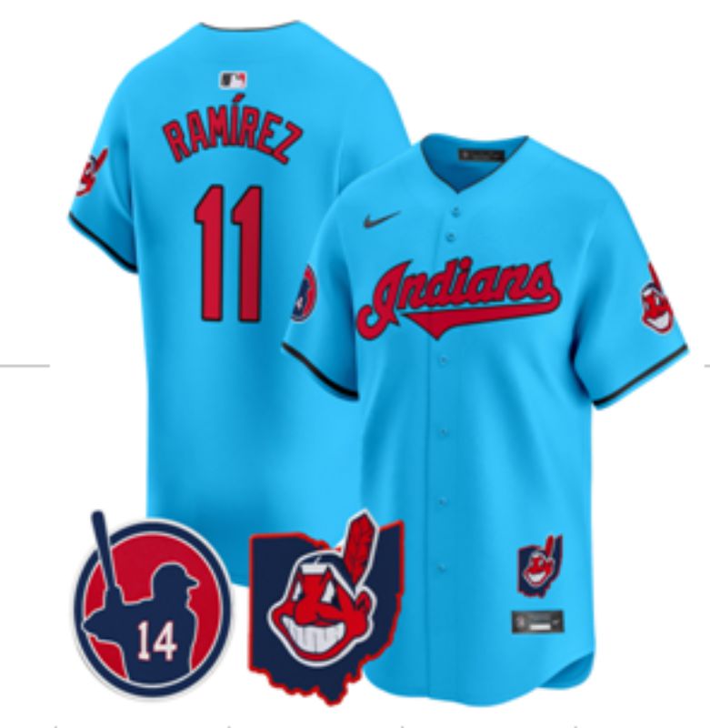 Men 2025 Cleveland Indians #11 Ramirez Light blue Nike MLB Jersey style 011->cleveland indians->MLB Jersey